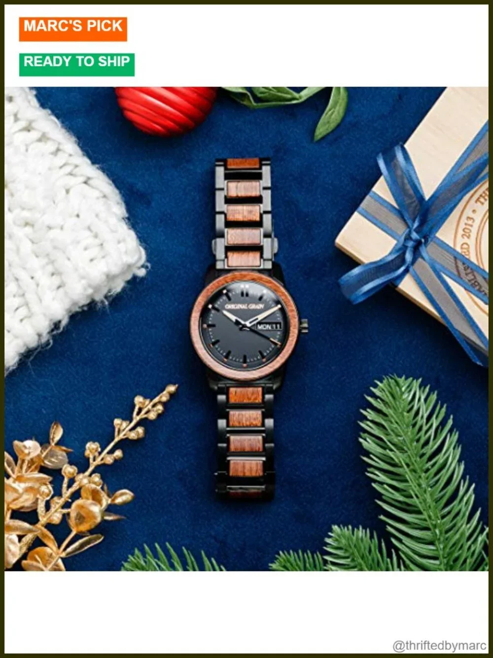 Men's Sapele Black 42mm Analog Watch, Stainless Steel Band, 5ATM